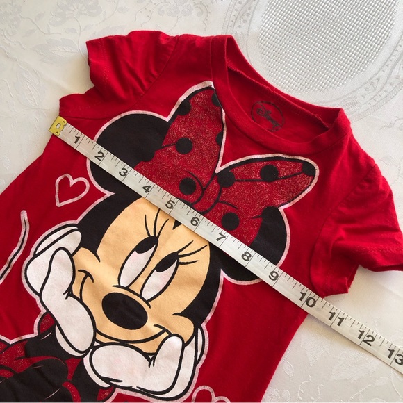Disney Red Minnie Mouse XOXO T-Shirt Toddlers Size 3T Short Sleeves Large Logo - Picture 6 of 12